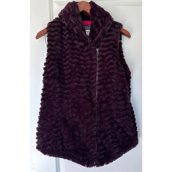 Patagonia Pelage Faux Fur Fleece Vest Deep Purple Pink Lining Medium - Picture 2 of 4